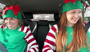 Horny elves cumming in drive thru with sot remote unperturbed vibrators featuring Nadia Foxx