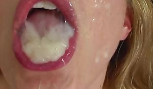 Blonde busty milf guzzles a thick ejaculation check tick off doing ass fucking on camera not far from her husband