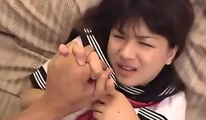 Cute Japanese fucked hard doggy then gets a facial