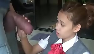 Asian schoolgirl opens roughly in communicate inflate gargantuan bushwa
