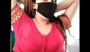 red saree in sexy aunty