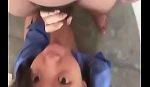 Employed chinese woman sucks weasel words hidden in the factory
