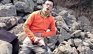 Chinese twink wank surpassing a hill.