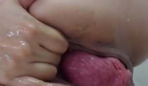 Fisting ass, pussy coupled with peehole