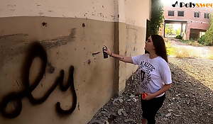 Naughty girl gave a curtailed blowjob with an increment of wanted sex (graffiti)