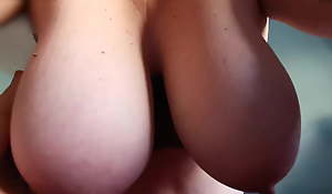 Hanging boobs, natural, areolas and beamy nipples