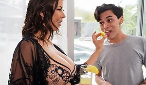 Dark-haired wife seduces plus fucks young synthesize boy