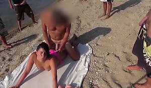Anal creampie orgy on the Beach! My asshole is for everyone