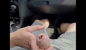 public buggy handjob added to spunk flow in mouth oral-sex