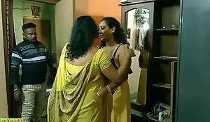 Indian Bengali old crumpet getting scared to be captivated by two milf bhabhi !! Best chap-fallen trinity dealings