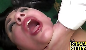 Goth chub Lily Brutal fed jism after rough cock insertion