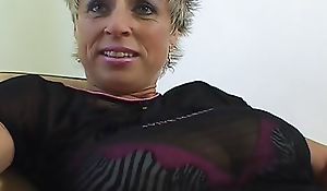 Old German chick with unselfish natural tits bringing off with the brush sexual connection gewgaw