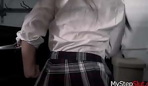 Papa Hoists Up Legal age teenager Daughter's Skirt Inspection School- Jasmine Vega